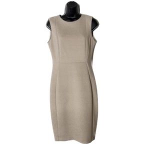 Calvin Klein sheath dress oatmeal colored sleeveless size 6 gold back zipper NWT